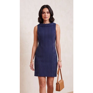 Alice & Olivia Classics Blue Pinstripe Mini Corine Shift Dress Women’s 8 Preppy
